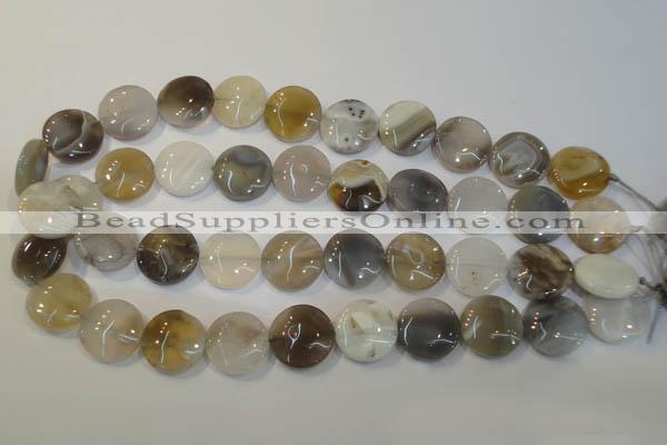 CAG2438 15.5 inches 18mm flat round Chinese botswana agate beads