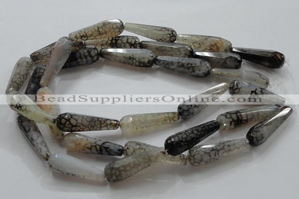 CAG248 15.5 inches 12*40mm faceted teardrop dragon veins agate beads