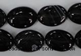 CAG2918 15.5 inches 13*18mm oval black line agate beads