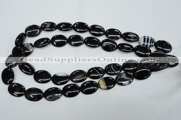 CAG2919 15.5 inches 15*20mm oval black line agate beads