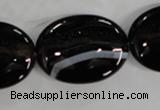 CAG2921 15.5 inches 22*30mm oval black line agate beads