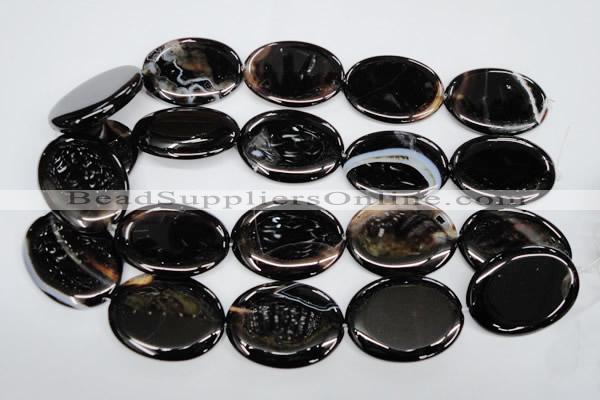 CAG2922 15.5 inches 30*40mm oval black line agate beads