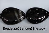 CAG2928 15.5 inches 18*25mm flat teardrop black line agate beads