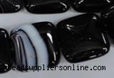 CAG2948 15.5 inches 22*22mm square black line agate beads