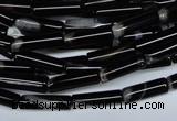 CAG2974 15.5 inches 4*14mm tube black line agate beads