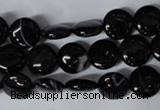 CAG2991 15.5 inches 10mm flat round black line agate beads