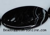 CAG3011 15.5 inches 25*50mm oval black line agate beads