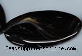 CAG3015 15.5 inches 25*50mm twisted oval black line agate beads