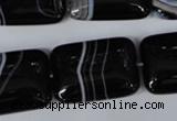 CAG3025 15.5 inches 18*25mm rectangle black line agate beads