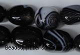 CAG3065 15.5 inches 15*20mm nuggets black line agate beads