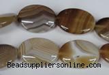 CAG3132 15.5 inches 12*16mm oval brown line agate beads