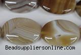 CAG3135 15.5 inches 18*25mm oval brown line agate beads