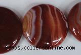 CAG3188 15.5 inches 30mm flat round red line agate beads