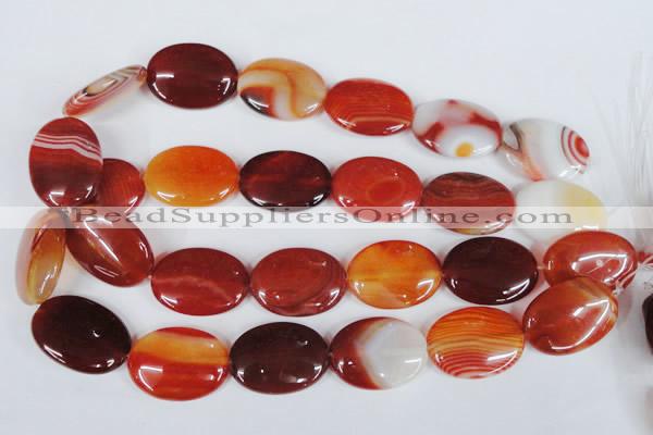 CAG3197 15.5 inches 22*30mm oval red line agate beads