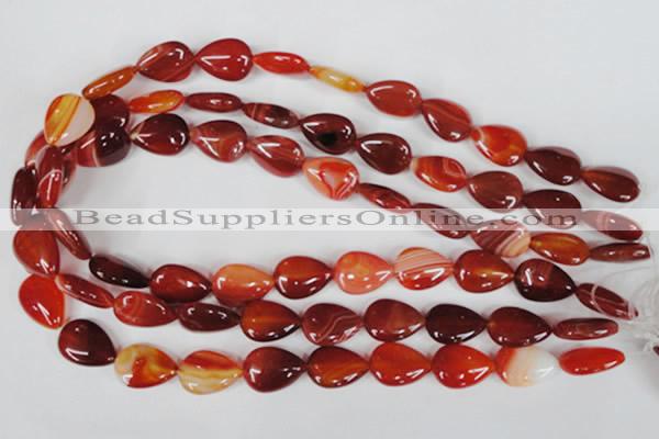 CAG3213 15.5 inches 13*18mm flat teardrop red line agate beads