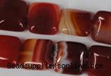 CAG3243 15.5 inches 16*16mm square red line agate beads