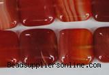 CAG3244 15.5 inches 18*18mm square red line agate beads