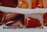 CAG3255 15.5 inches 15*20mm rectangle red line agate beads