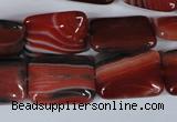 CAG3263 15.5 inches 13*18mm rectangle red line agate beads