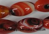 CAG3274 15.5 inches 16*30mm rice red line agate beads