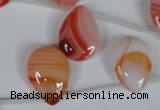 CAG3287 Top-drilled 15*20mm flat teardrop red line agate beads