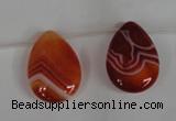 CAG3288 Top-drilled 18*25mm flat teardrop red line agate beads