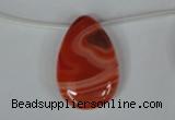 CAG3289 Top-drilled 20*30mm flat teardrop red line agate beads