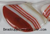 CAG3295 Top-drilled 35*55mm sector red line agate beads