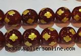 CAG3395 15.5 inches 10mm carved round red agate beads wholesale