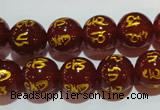 CAG3403 15.5 inches 12mm carved round red agate beads wholesale