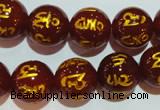 CAG3405 15.5 inches 16mm carved round red agate beads wholesale