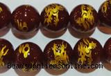 CAG3413 15.5 inches 18mm carved round red agate beads wholesale