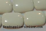 CAG3441 15.5 inches 18*25mm rectangle white agate gemstone beads