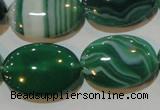 CAG3463 15.5 inches 18*25mm oval green line agate beads