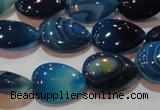 CAG3470 15.5 inches 13*18mm flat teardrop blue line agate beads