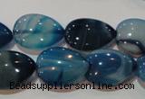 CAG3471 15.5 inches 15*20mm flat teardrop blue line agate beads