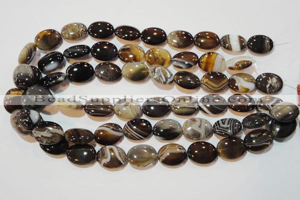 CAG3495 15.5 inches 15*20mm oval brown line agate beads