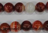 CAG3589 15.5 inches 12mm round red line agate beads wholesale