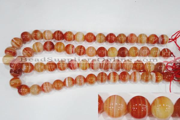 CAG3590 15.5 inches 14mm round red line agate beads wholesale