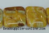 CAG3616 15.5 inches 25*25mm square yellow crazy lace agate beads