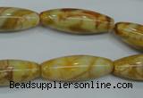 CAG3633 15.5 inches 10*30mm rice yellow crazy lace agate beads