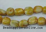 CAG3635 15.5 inches 10*12mm nuggets yellow crazy lace agate beads