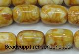 CAG3638 15.5 inches 15*20mm drum yellow crazy lace agate beads