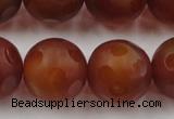 CAG3667 15.5 inches 20mm carved round matte red agate beads