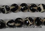 CAG3842 15.5 inches 10mm faceted round tibetan agate beads wholesale