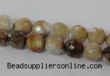 CAG3862 15.5 inches 8mm faceted round fire crackle agate beads