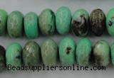 CAG3915 15.5 inches 8*14mm faceted rondelle green grass agate beads