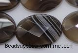 CAG3976 15.5 inches 22*30mm faceted oval grey botswana agate beads