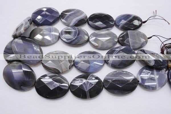 CAG3978 15.5 inches 30*40mm faceted oval grey botswana agate beads