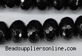 CAG3997 15.5 inches 12*16mm faceted rondelle black agate beads